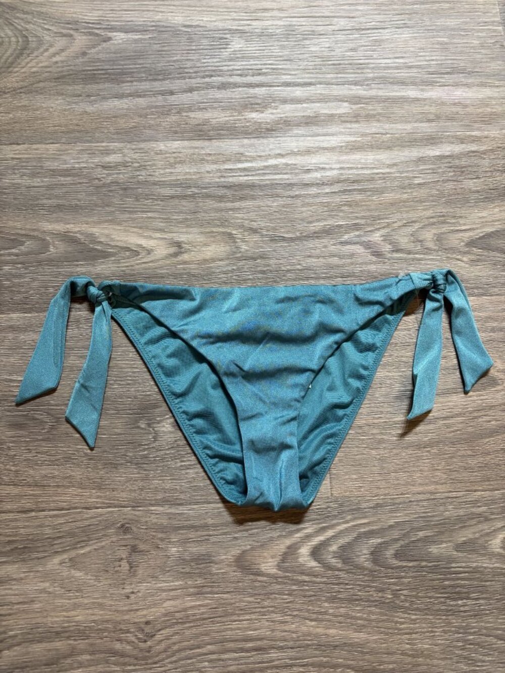 OVS Beachwear Tie Side Swim Bikini Bottom Large Nylon Teal Green Swimwear NEW
